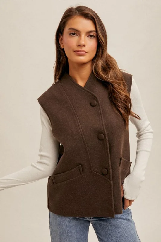 Exclusive Deal High Collar Button Down Vest