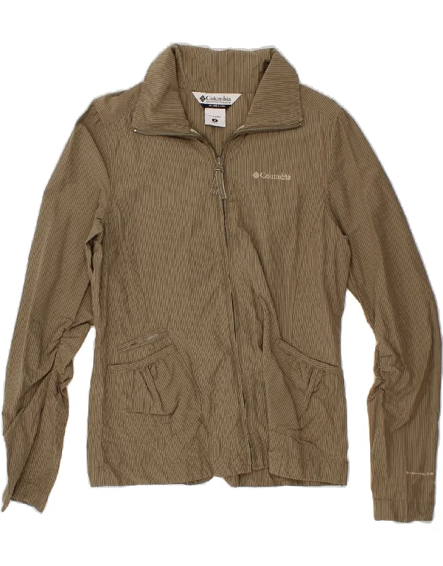 Weekend Specials to Enjoy COLUMBIA Womens Bomber Jacket UK 14 Medium Brown Pinstripe Cotton