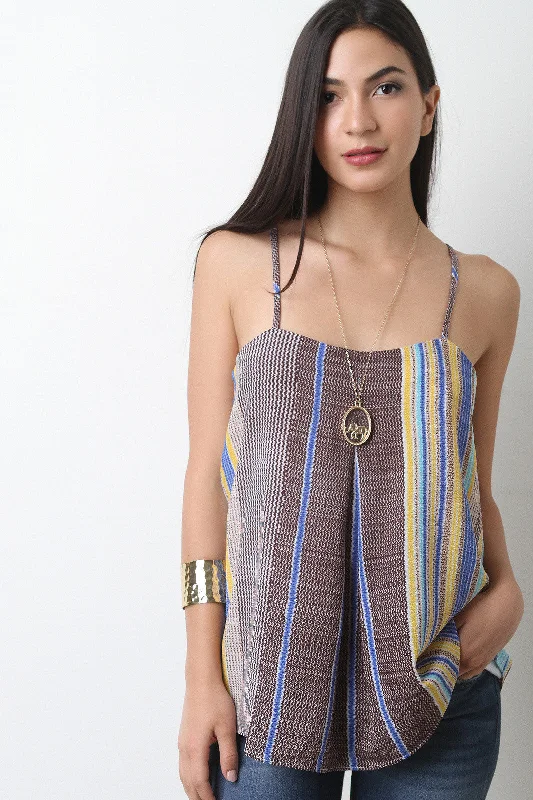 Weekend Offers That Please Patterned Striped Cami Shift Top
