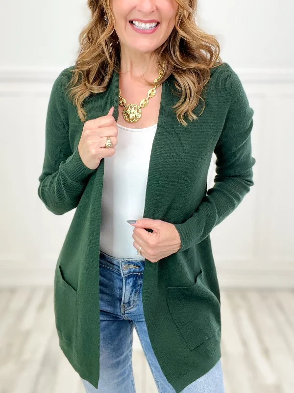 Major Savings Call It A Day Open Front Long Sleeve Waffle Textured Cardigan with Pockets