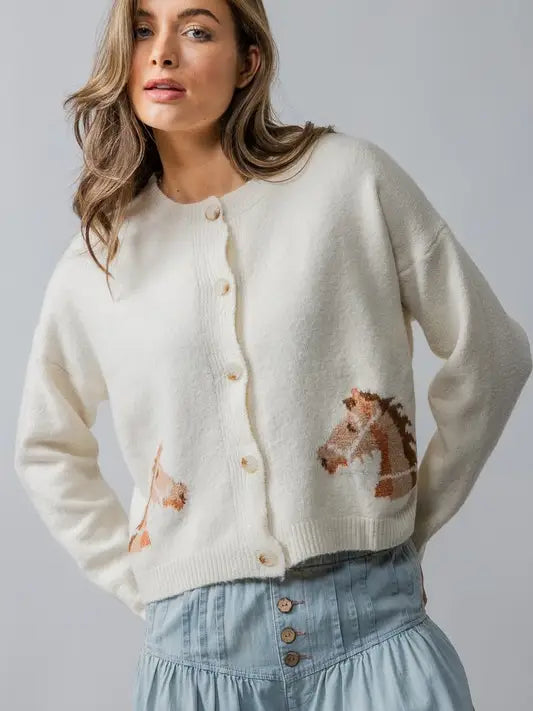 Fantastic Deals Wild Horses Crewneck Cardigan