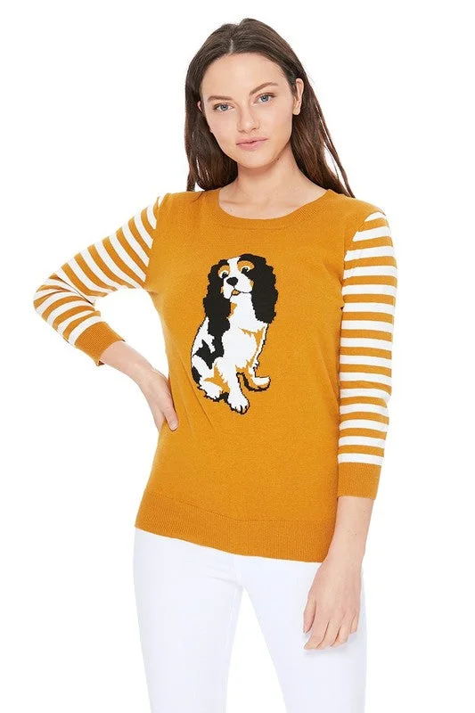 Weekend Savings Delight Cute Dog Animal Jacquard 12gg Pullover Sweater