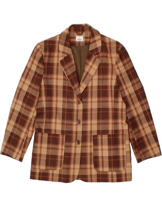 Lowest Prices VINTAGE Womens 3 Button Blazer Jacket UK 14 Large Maroon Check Viscose Lowest Prices VINTAGE Womens 3 Button Blazer Jacket UK 14 Large Maroon Check Viscose