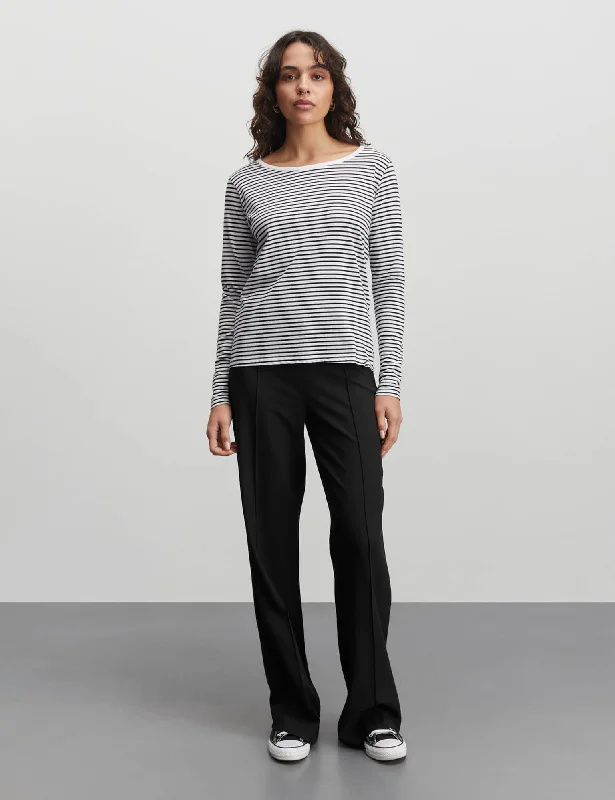 Discount Mania Organic Jersey Stripe Tenna Tee LS FAV, White/Black