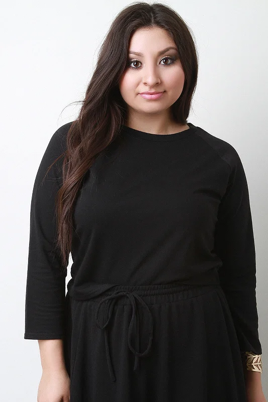 Amazing Value Jersey Knit Three Quarter Sleeve Crop Top