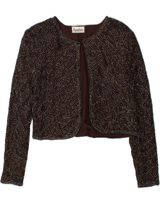 Closeout POMODORO Womens Bolero Jacket UK 14 Medium Brown Viscose