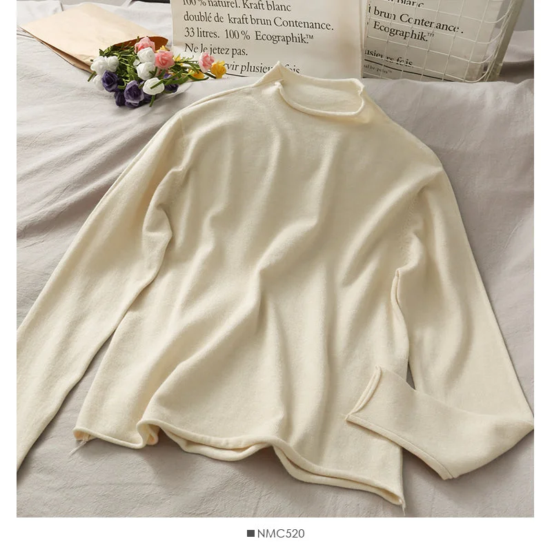 Super Savings Fine wool solid color versatile loose long sleeve sweater  1762