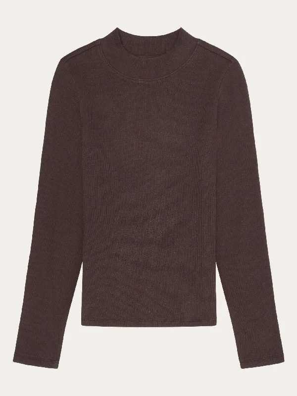 Exclusive Deal Rib high neck LS - Chocolate Plum