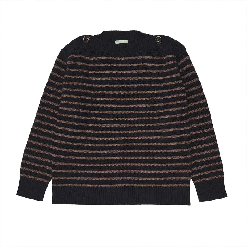 Unmissable Offer Boatneck Sweater - Dark Navy/Nutmeg - FINAL SALE