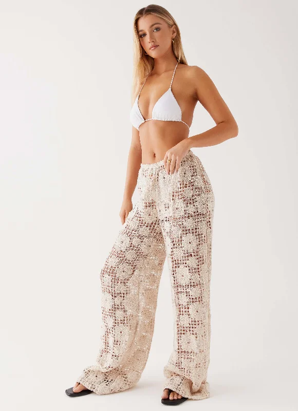 Weekend Discounts to Relish Shell Beach Crochet Pants - Ivory