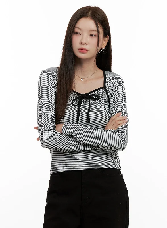 Savings Event Ribbon Stripe Square Neck TopON422