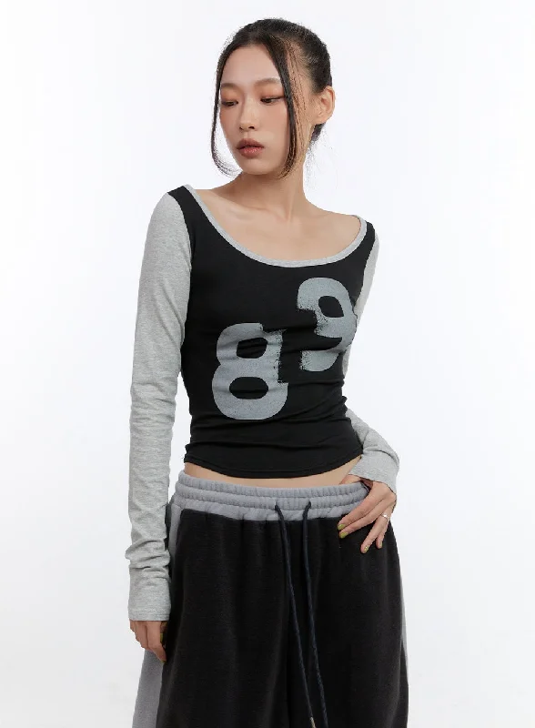 Bargain Blast Graphic U-Neck Cut-Out Crop Top CN401