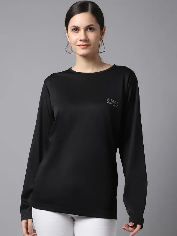 Reduced Prices Vimal Jonney Dryfit Lycra Black FullSleeve T-Shirt For Women
