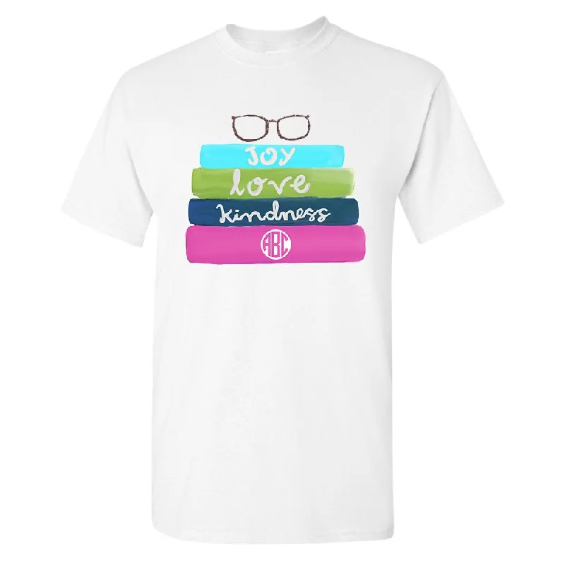 Weekend Deals That Wow Monogrammed 'Bookstack' Basic T-Shirt