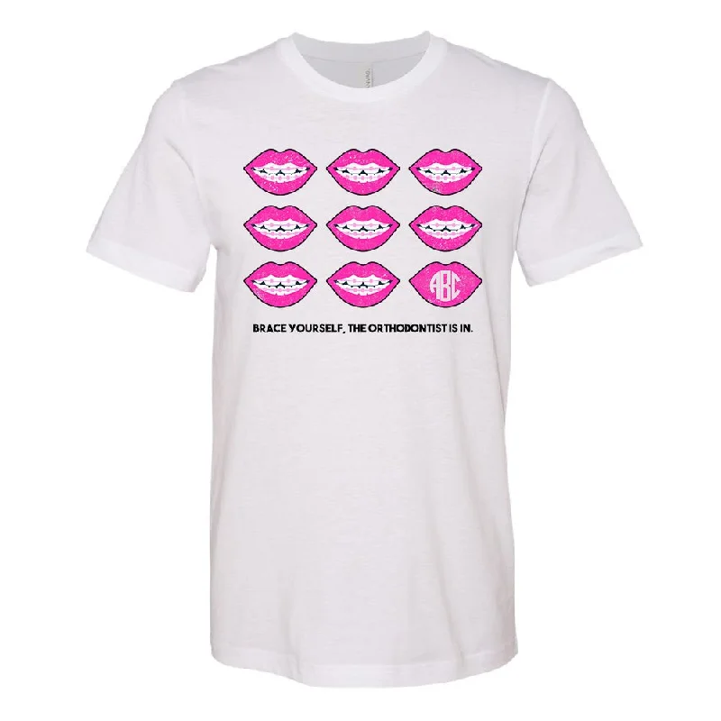 Sneak Peek Sale Monogrammed 'Brace Yourself, The Orthodontist Is In' Premium T-Shirt