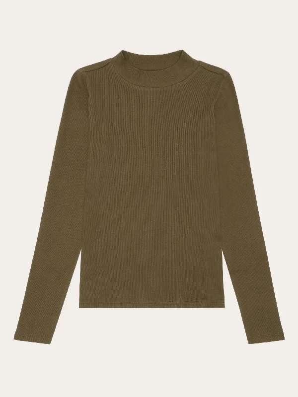 Special Discount Rib high neck LS - Dark Olive