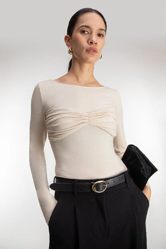 Sale Alert KNIT LONG SLEEVE TOP WITH RUCHED BRALETTE