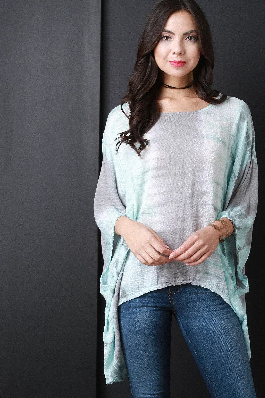 Great Bargains Tie Dye Boxy Draped Hem Top