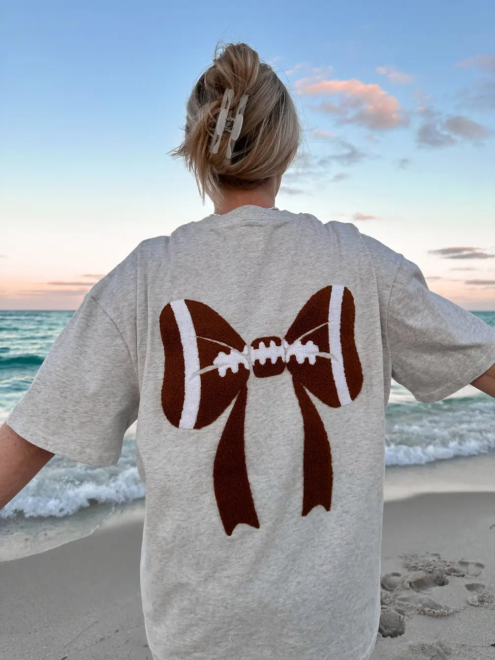 Daily Special Football Bows Embroider Tee
