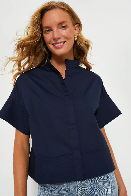 Final Offer Navy Trapunto Stitch Sofia Shirt