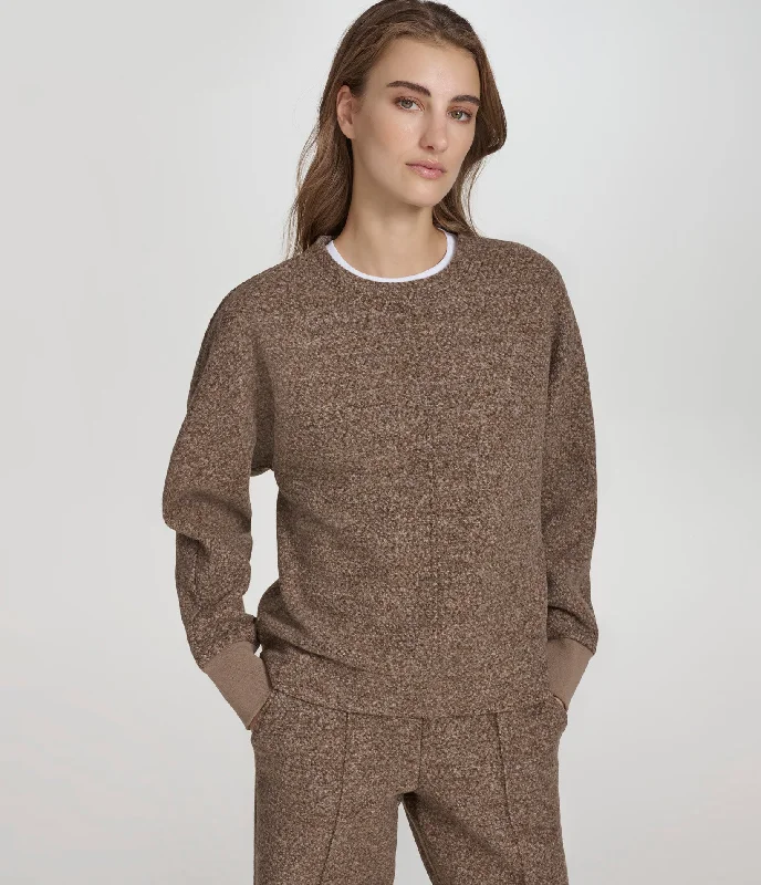 Best Choice Long Sleeve Knit Faux Boucle Crewneck
