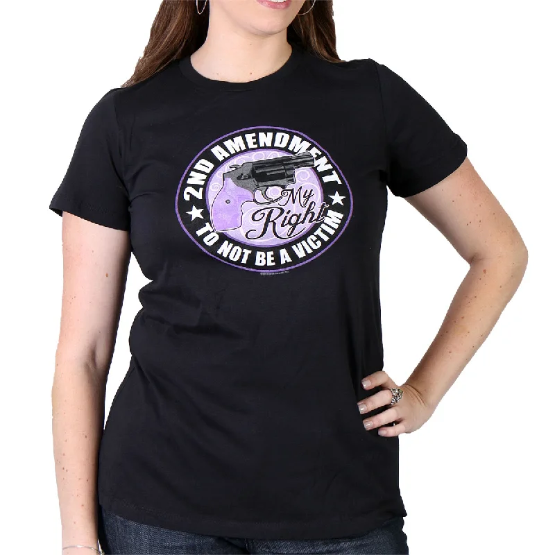 Big Savings Hot Leathers GLR1262 '2nd Amendment My Right To Not Be A Victim' Black Ladies T-Shirt