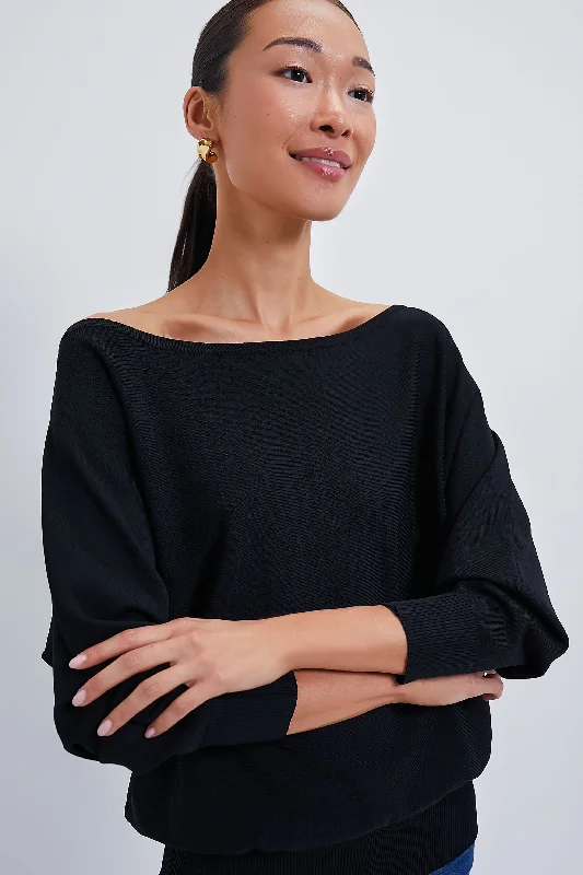 Flash Sale Black Wide Neck Valencia Sweater