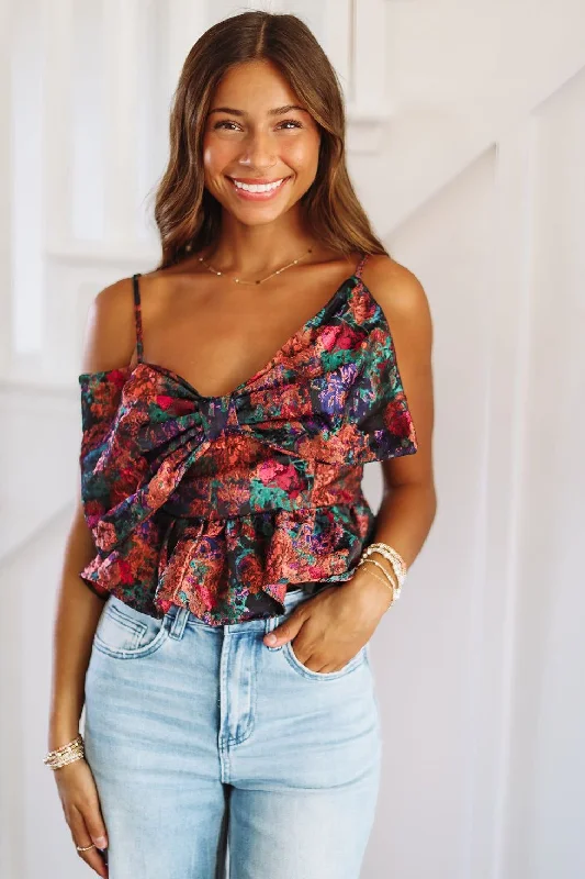 Weekend Deals That Please Say It Again Crop Top - Purple, Green and Blue