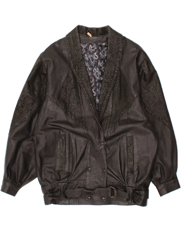 Final Clearance VINTAGE Womens Leather Jacket UK 14 Medium Black