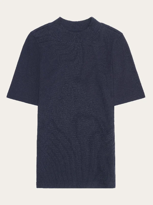 Weekend Discounts to Indulge In Rib high neck short sleeve - Night Sky