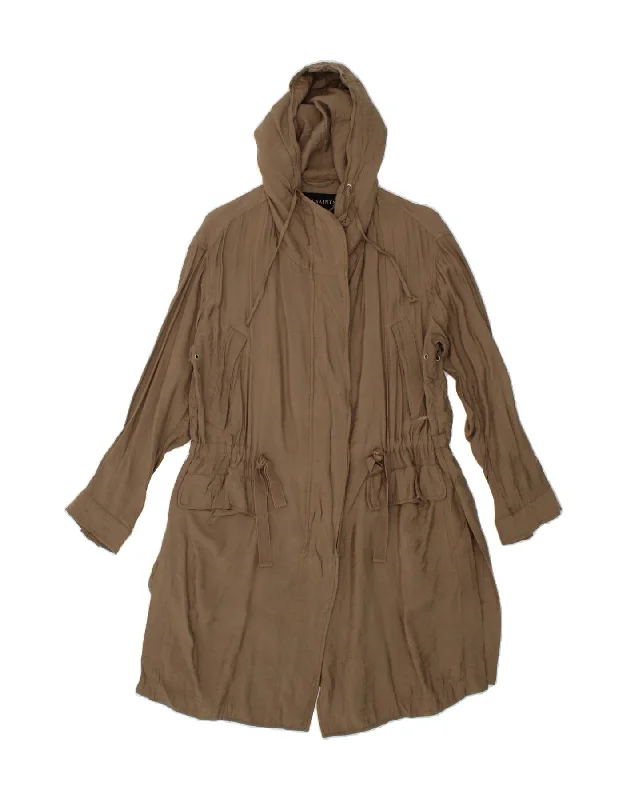 Deep Discounts ALL SAINTS Womens Hooded Overcoat UK 10 Small Khaki Viscose