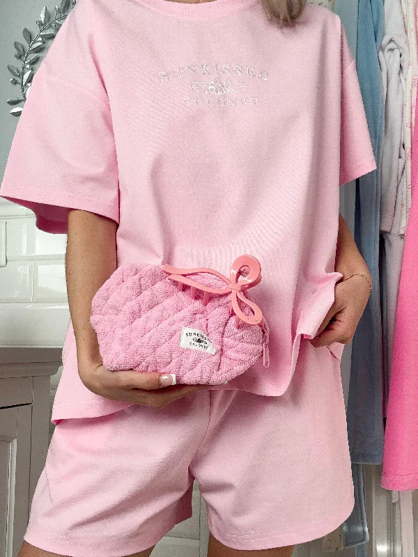 Weekend Specials to Savor Blair Pink Basic Watercolor Embroider Tee