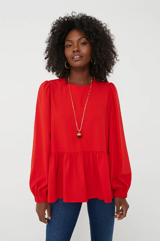 Incredible Offers Red Carlota Peplum Blouse