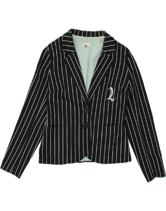 Special Savings LACOSTE Womens 2 Button Blazer Jacket Size 40 Medium Black Striped Cotton