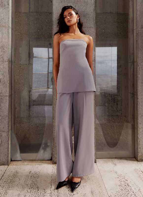 The Best Prices Elle Wide Leg Tailored Pants - Grey