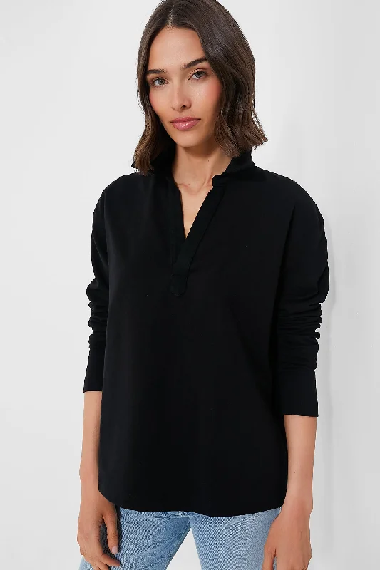 Weekend-Only Price Drops Black Bradley Knit Polo Popover