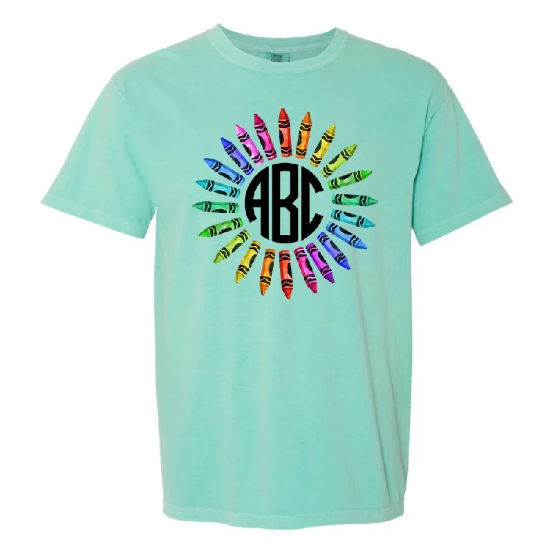 Pay Less Monogrammed 'Watercolor Crayon Wreath' T-Shirt