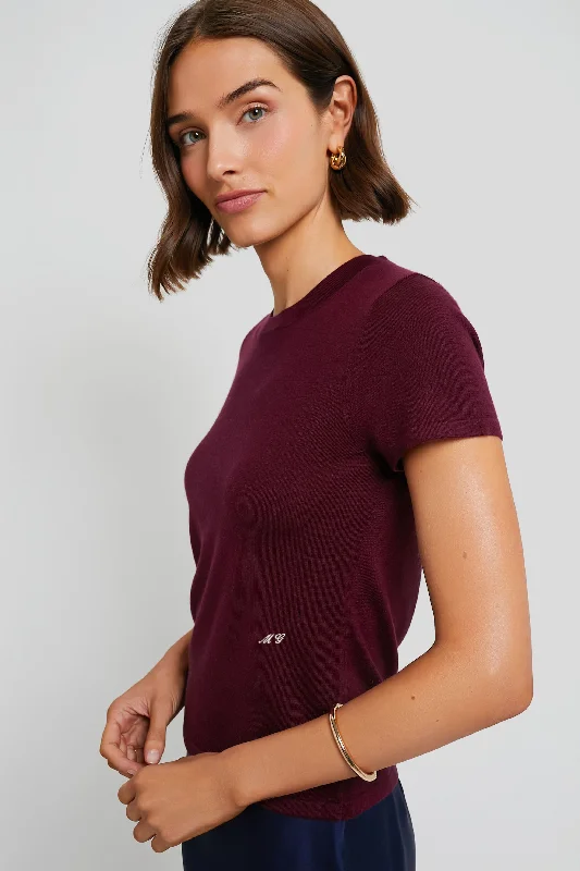 Overstock Sale Oxblood Cashmere Silk Blend Katie Tee