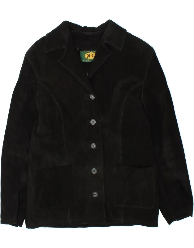 Extra Savings VINTAGE Womens Suede Jacket IT 44 Medium Black Leather