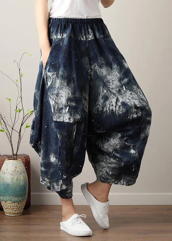 Deal of the Week Diy Denim Blue Elastic Waist Cotton Linen Summer Harem Pants