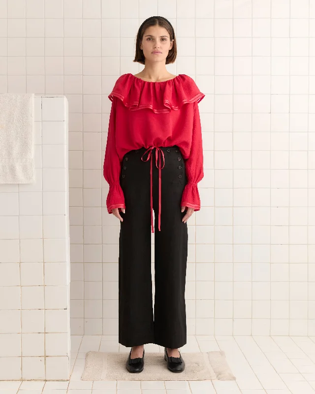 Limited Edition Satin Claret Blouse - Red