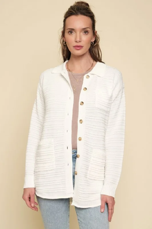 Don't Miss Stripe Textured Woven Sweater Cardigan