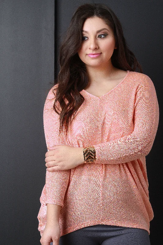 Anniversary Sale Loose Knit V-Neck Dolman Sleeves Top
