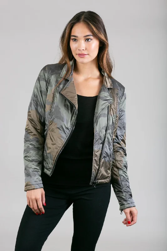 Weekend Bargains Just for You Iridescent Nylon Moto Jacket