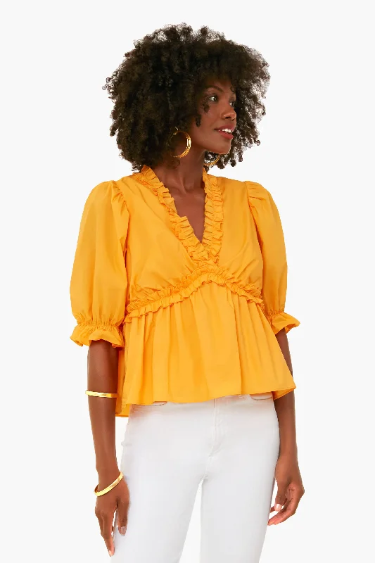 Amazing Deals Canary Ruffle Rela Blouse