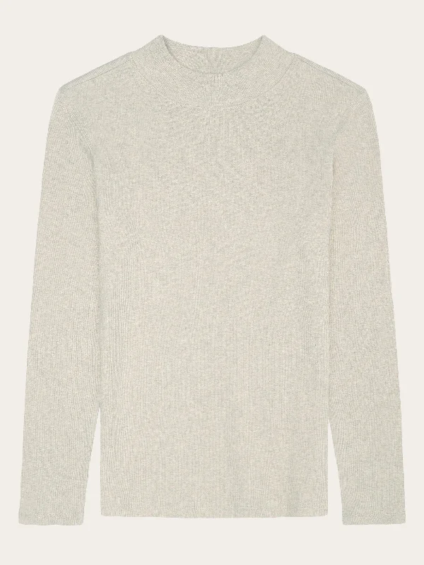 Best Deals Rib high neck LS - Gray Chateau Melange