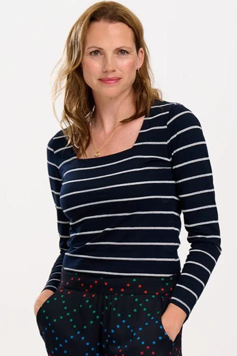 Unmissable Offer Albany Jersey Top - Black/Silver, Sparkle Stripe