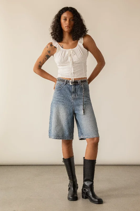 Extra Savings SMOCKED TOP WITH RUFFLE STRAPS