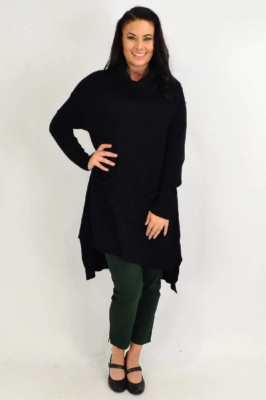 Half Price Black Rita Roll Neck Tunic Jumper