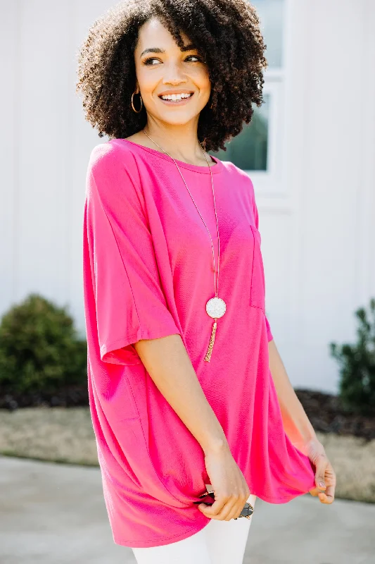 Midnight Madness On Your Time Fuchsia Pink Oversized Top